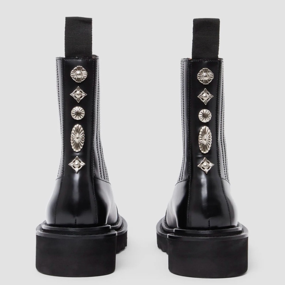 SOLD - TOGA PULLA Black Leather Chelsea Boots with Silver Studs - Size 36